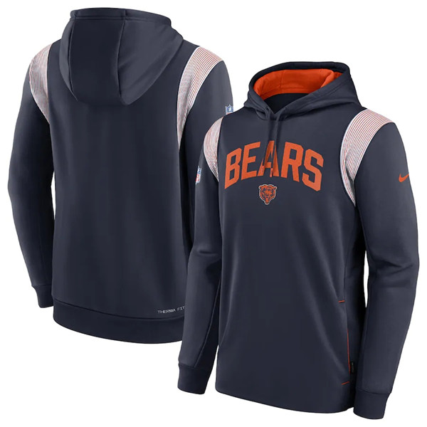 Men's Chicago Bears Navy Sideline Stack Performance Pullover Hoodie